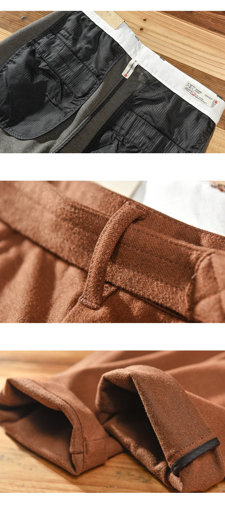 alibaba pants Thicken Cotton Winter Men Casual Pants Brown Japan Korea Style Loose Belt Trousers Baggy Pants Men 20222 Winter Autumn harem outfit