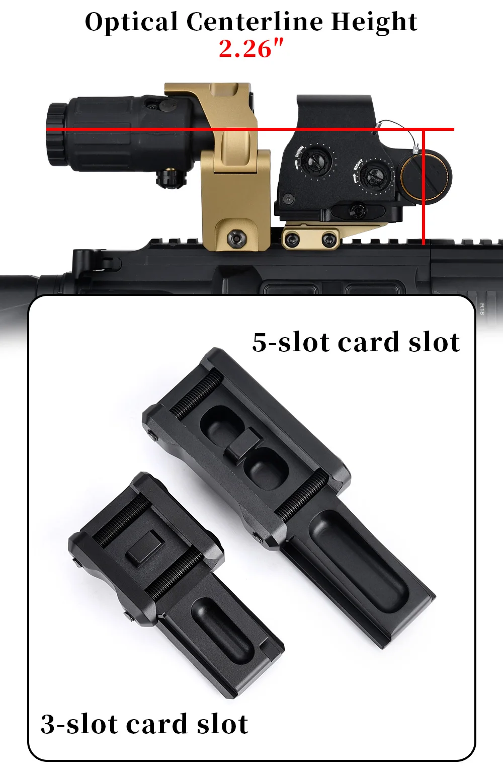 FAST FTC OMNI Lupe Riser Unity Tactical Mount 2,26 2,91 Scope Sight Folding Eotech G33 G43 G45 3X Airsoft Zielfernrohr – Detail 3