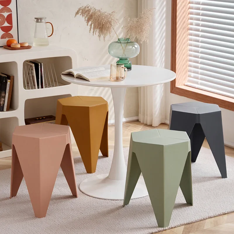 Nordic creative plastic stool, household non-slip thickened stackable portable stool