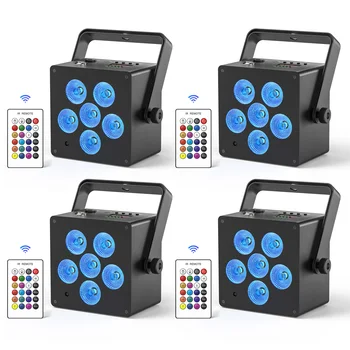 U'King 4PCS 50W LED Highlight Par Light 6x6W 6 in 1 RGBWAUV Stage Light DMX512 Remote Control DJ Disco Party Stage Effect Lamp