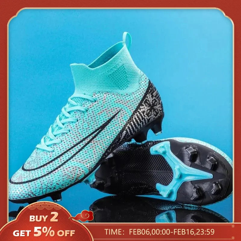 HighTopSoccerShoesMenNonslipFootballBootsAGCleatsSoccer