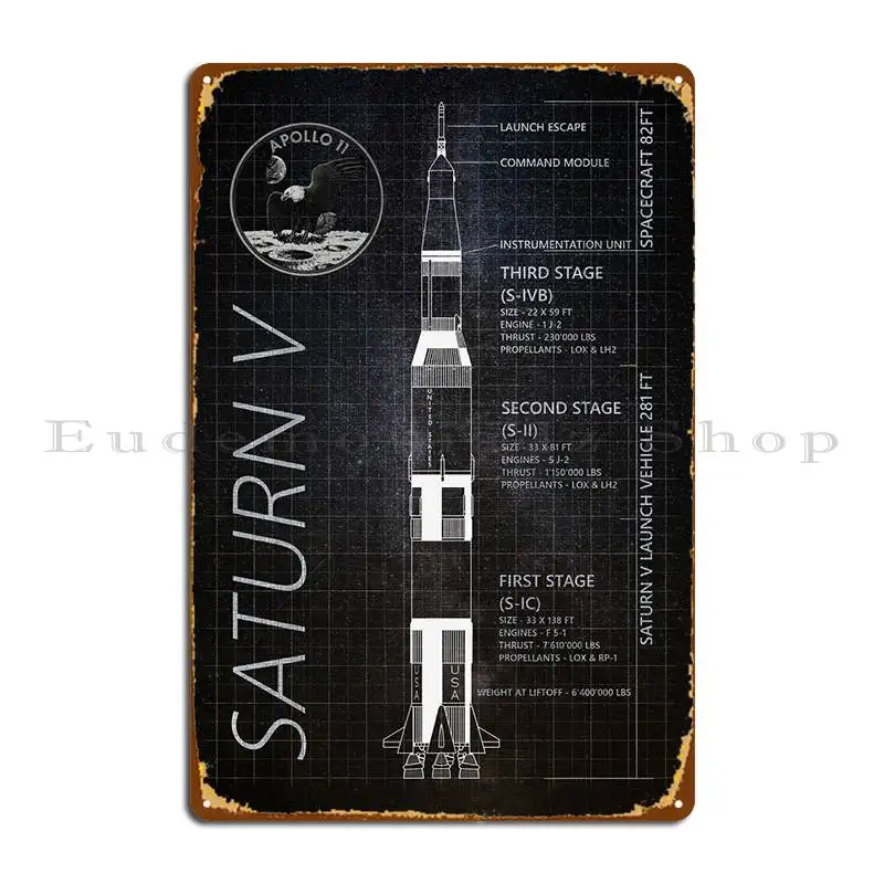 Targhe Targa In Metallo Saturn V Design Divertente Poster In Latta Di Design Cinematografico