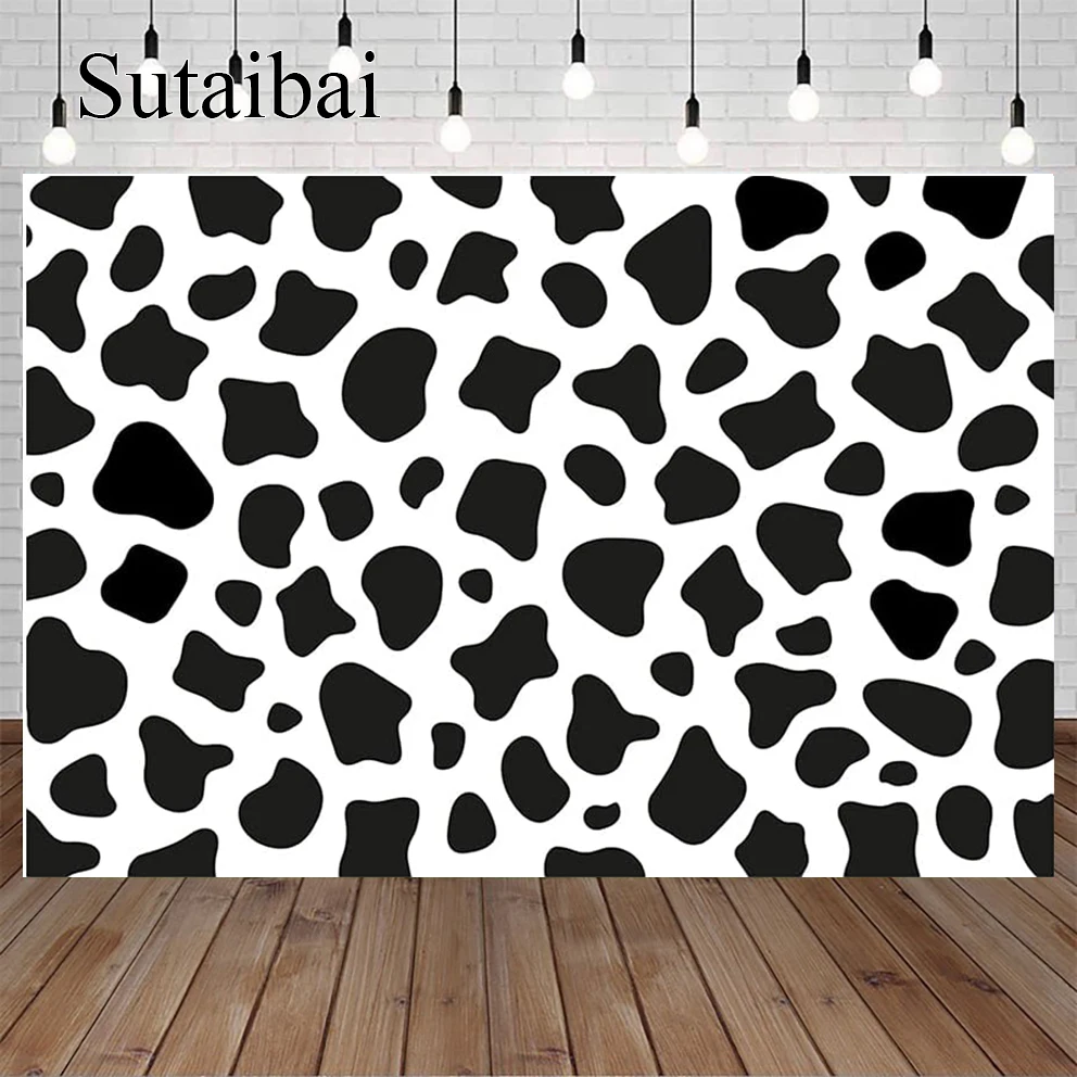 Baby Cow Birthday Party Backdrops for Photography Black and White Print Boy or Girl Newborn Shower |