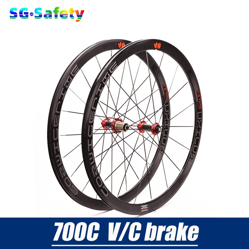 

Ultra-Light Road Bike Wheelset 120 Click 700C rim Height 40mm Reflective logo Carbon Tube Hub 8-11 Speed V/C Brake Bike Wheelset