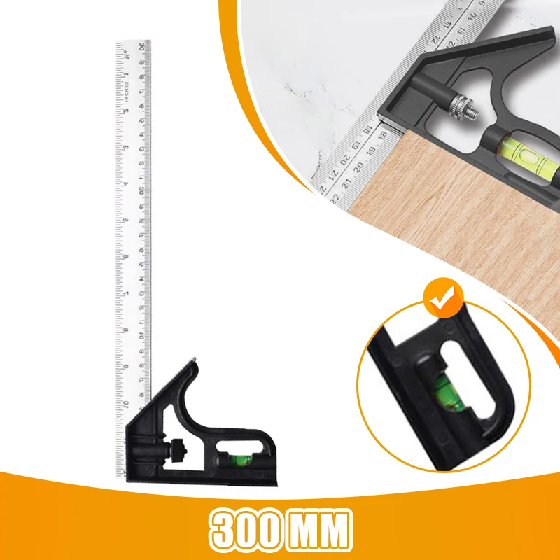DIY Precise Stainless Steel Aluminum Measuring Tools Adjustable Woodworking Right Angle Ruler Protractor