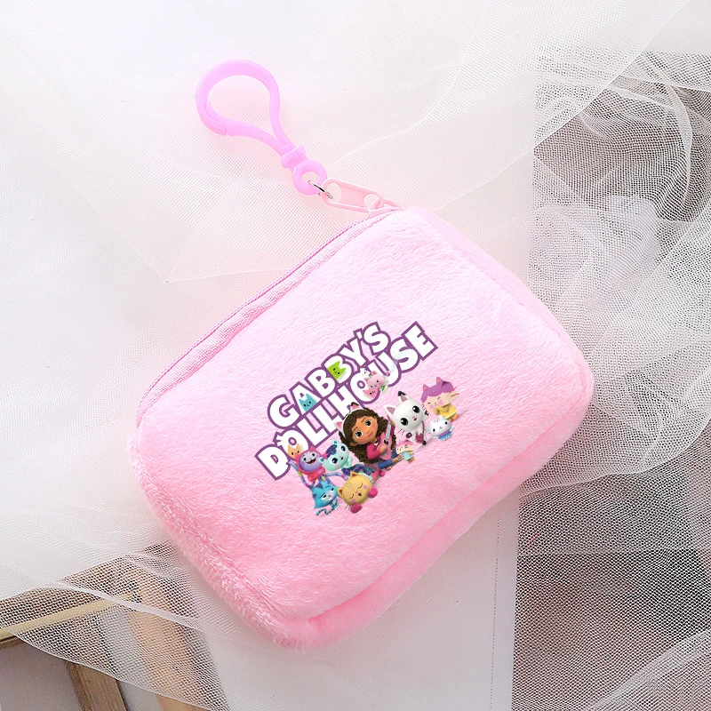 Gabby Dollhouses Mini Peluche Portamonete Cartoon Anime Pink Canvas Square Storage Bag Id Portachiavi Borsa Bambini Compleanno Regali Carini