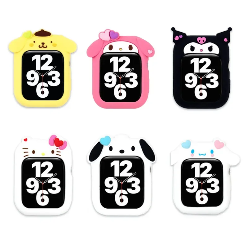 Sanrio Hello Kitty My Melody Cinnamoroll Kuromi Pochacco Anime Toy Silicone Watch Dial Protector Apple Iwatches9876