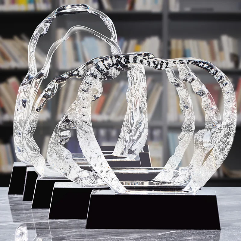 Customized Iceberg Crystal Trophy, Creative High-end Excellent Employee Company Annual Meeting Awards, Honor Plaque Decor, 1Pc