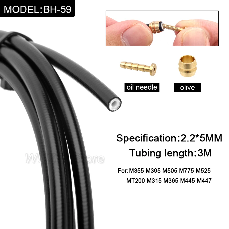Hydraulic Disc Brake Cable 3M BH59 BH90 For Shimano DEORE XT SLX XTR Series Brakes MT200 M395 M375 Bicycle Brake Hose Olive Set mountain bicycle disc brake,bicycle disc brake,mountain bike disc brake,bicycle brake cable,bicycle brake olives