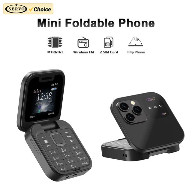 SERVO i16Pro Foldable Mini Phone, Auto Call Record, Dual SIM, FM Radio 1
