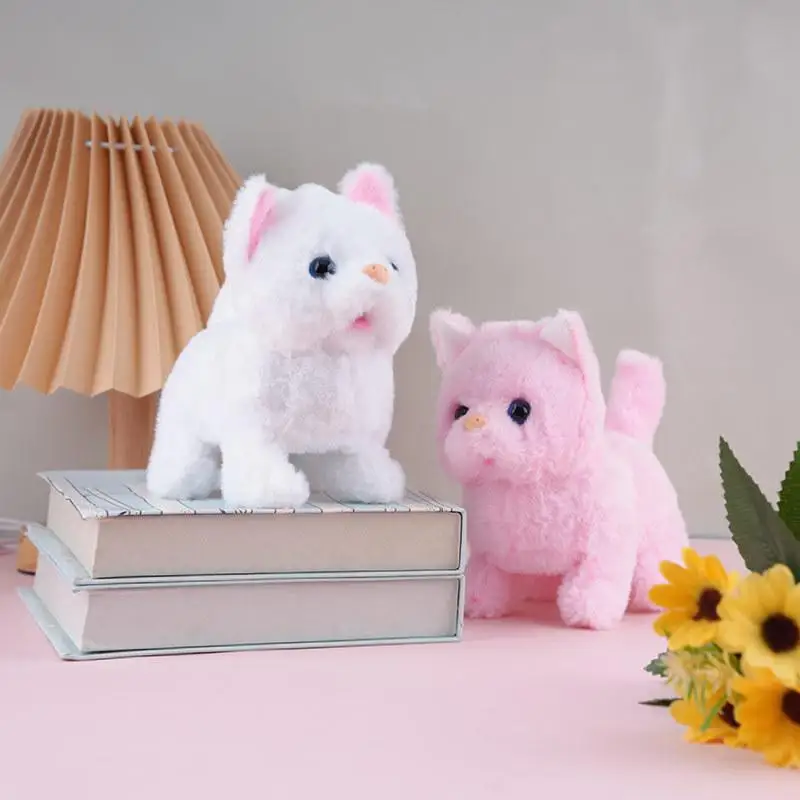 ? ? 전기 플러시 고양이 장난감 걷기 짖기 움직이는 기계 시뮬레이션 플러시 애완동물 장난감 고양이용 인터랙티브 놀이 및 엔터테인먼트 ? ?