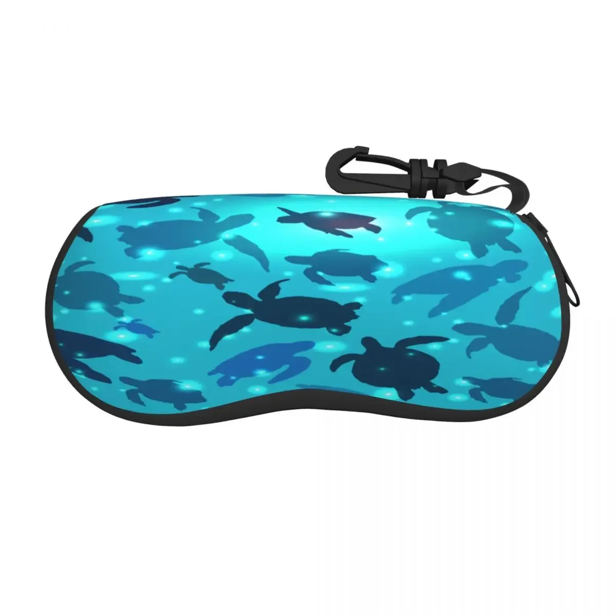 Portable Eyewear Case Sea Turtles Swim In The Ocean Sunglasses Soft Case Glasses Box with Lanyard Zipper Eyeglass