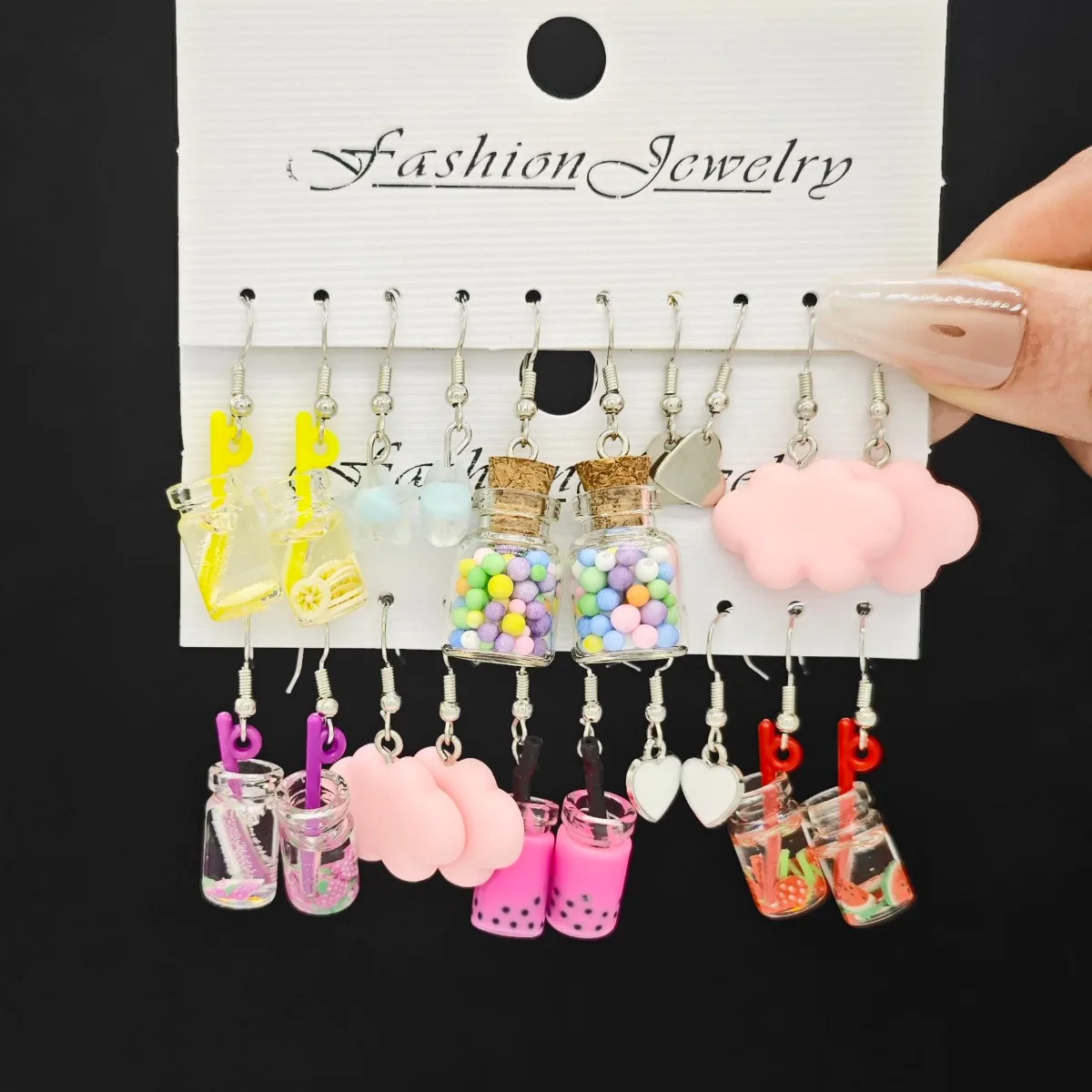 

20pcs Cross border New Instagram Sweet and Cute Girl Fresh Earrings Pink Cloud Love Earrings