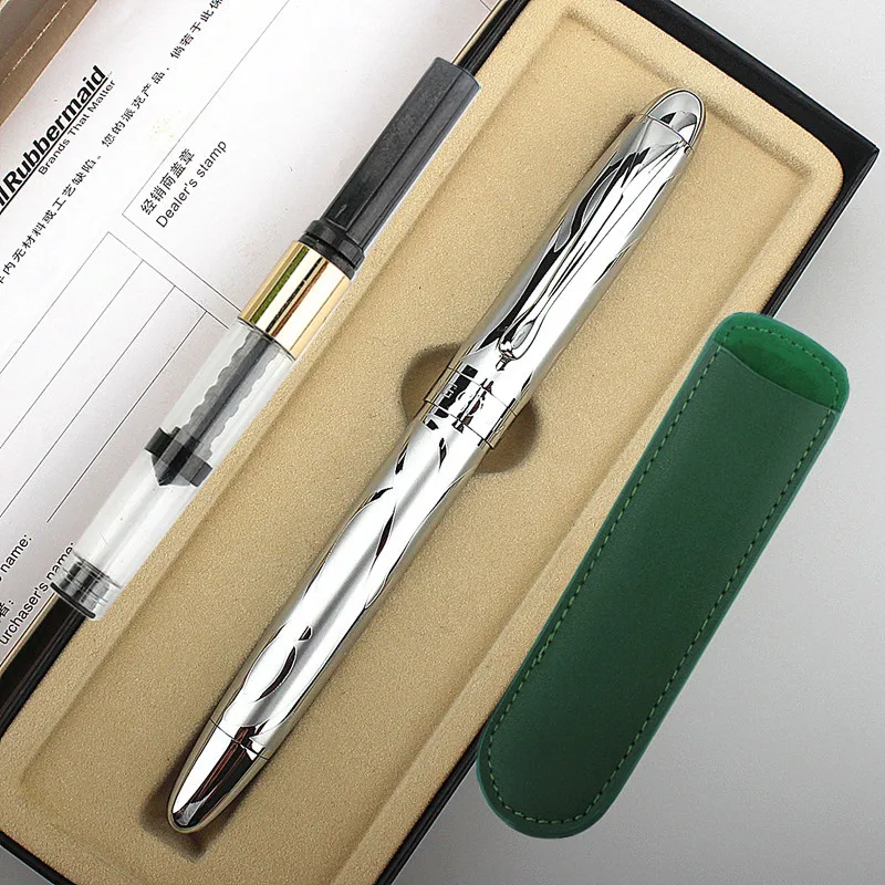 high quality silver Fountain Pen Extra Fine EF 0.38mm Nib Writing school office business gifts pens