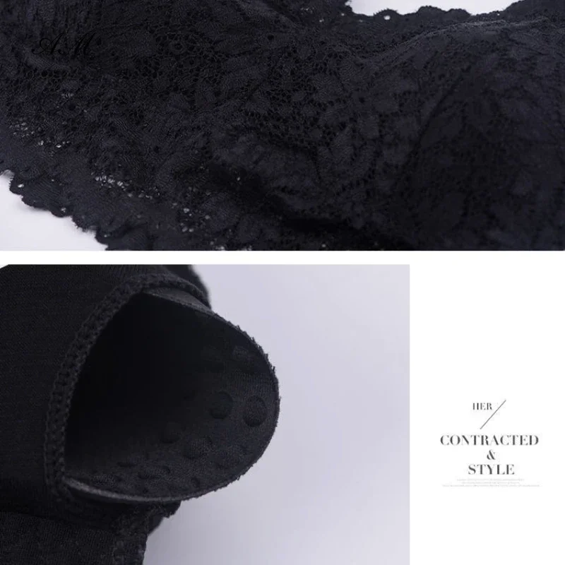 Women Lace Bra Lingerie French V Neck Cropped Seamless Embroidery
