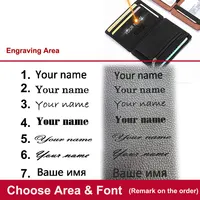 New Mini Men Wallets Name Engraved Card Holder Male Wallet High Quality PU Leather Zipper Coin Pocket Small Magic Man Purses - Image 6