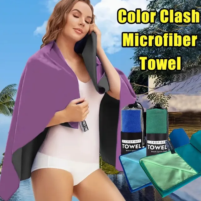 1 double-sided color blocking microfiber towel, fitness and sweat wiping absorbent towel,for camping,yoga,outdoor,travel,family 1 double-sided color blocking microfiber towel, fitness and sweat wiping absorbent towel,for camping,yoga,outdoor,travel,family