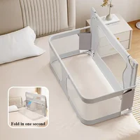 Baby Bedside Bassinet Foldable Bed Side Baby Bassinet Portable Crib Breathable and Visible Mesh Window Soft Washable Liner Cover 1