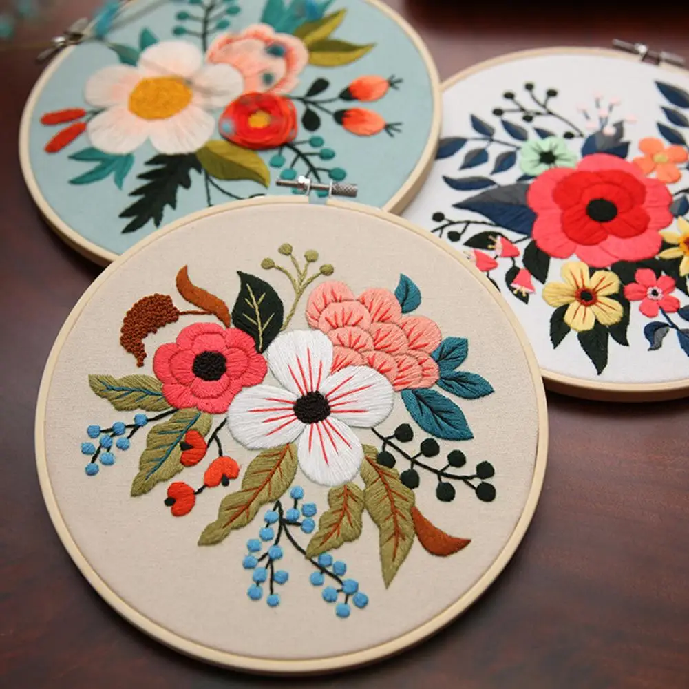 Embroidery Kits Embroidery Kit Cross Stitch Kits Floral Patterns Embroidery Needlework Set Cross Stitch Kits For Beginners Craft Lover