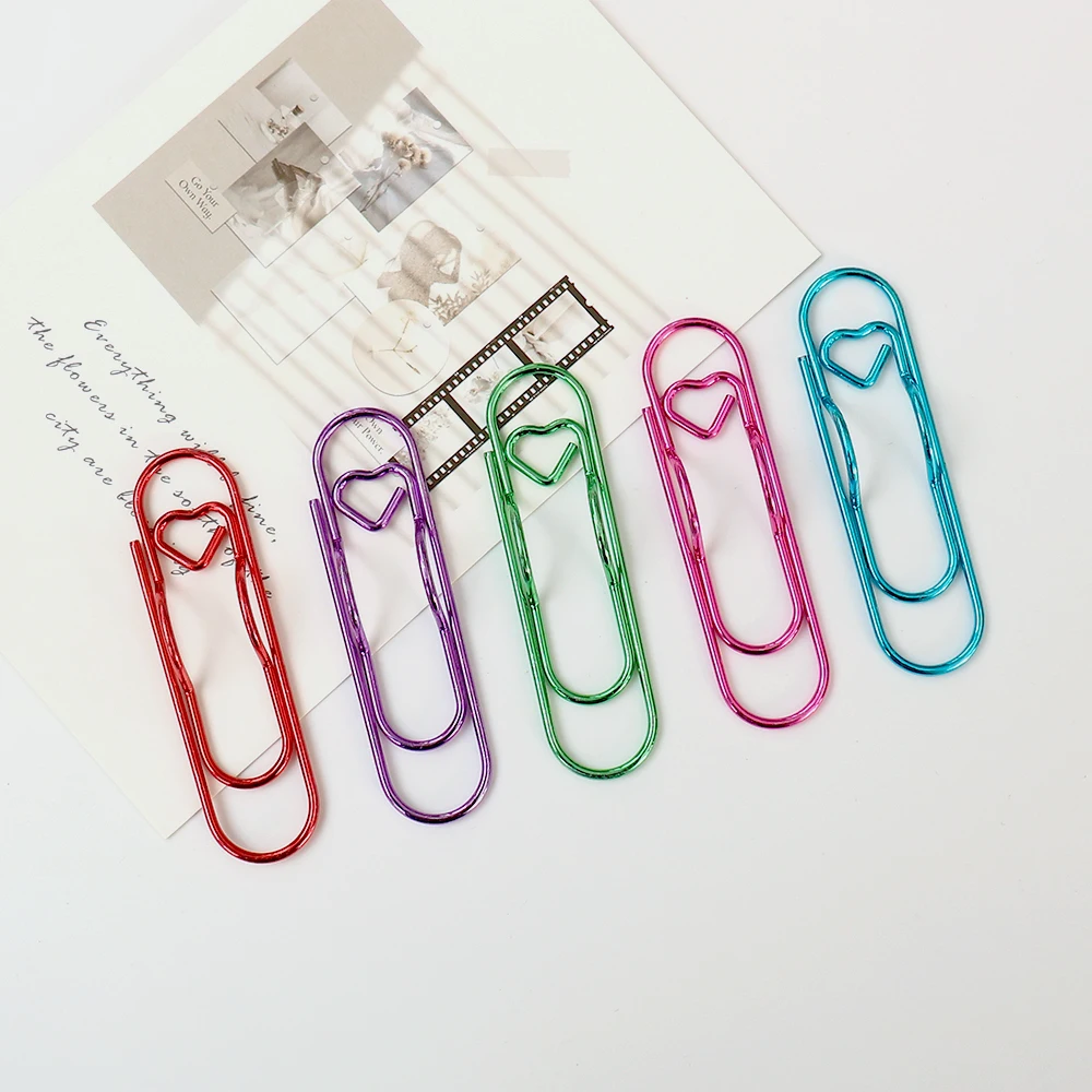 Multi-functional Metal Heart Paper Clips 10pcs/Set With Pen Holder Binder Clips School Office Learning Supplies Stationery paper clips binder clips