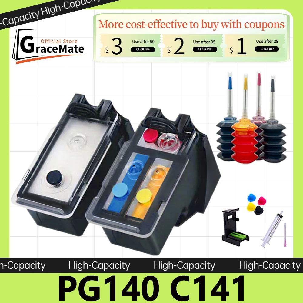 Cartucho de Substituição para Canon Impressora Pixma Mg2580 Mg2400 Mg2500 Ip2880 Mg3610 Mg3510 Pg140 Cl141