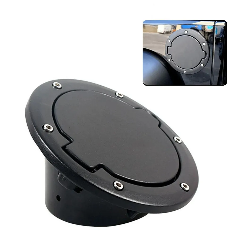Black Aluminum Fuel Filler Door Locking Gas Tank Cap Cover for 2007-2018 Jeep Wrangler JK JKU & Unlimited Accessories 5