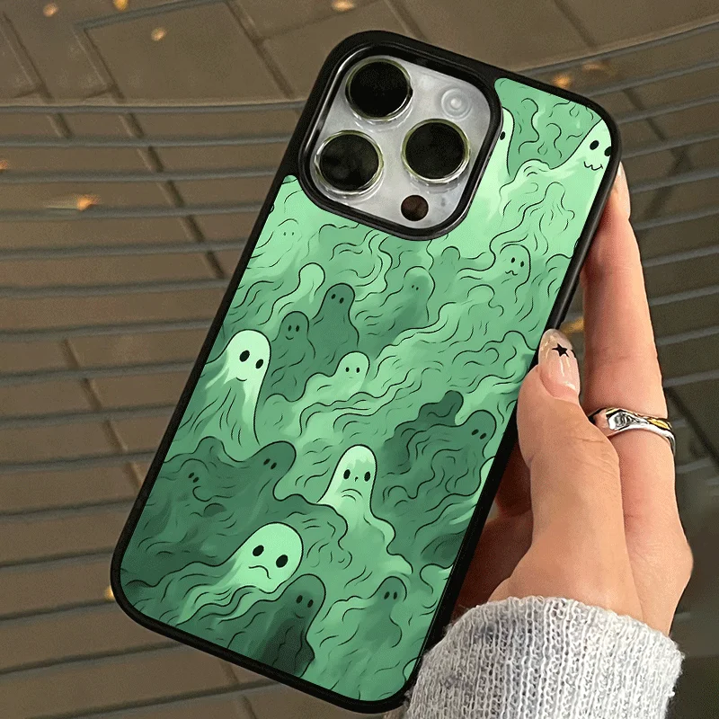 Green Ghost Black Edge Korean INS Style Cute Phone Case