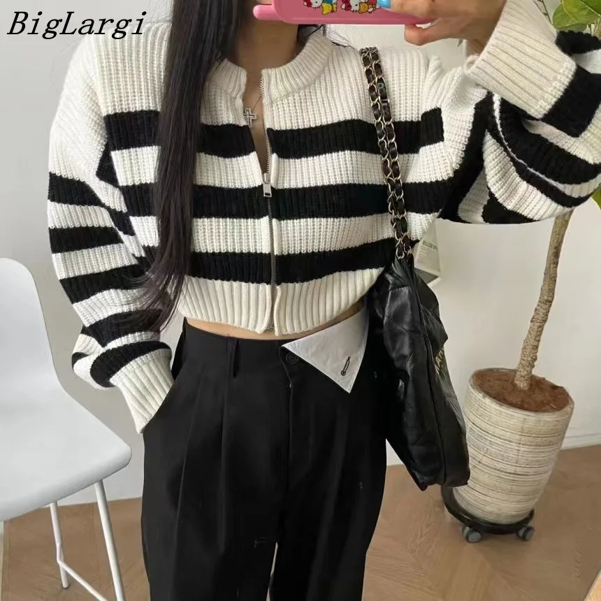 

Striped Knitted Fresh Design Sense Loose Sweater Women Korean Chic Casual Office Ladies Sweaters