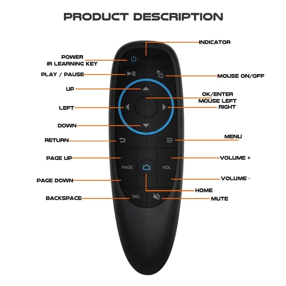 CarAiBOX Smart Remote Control Bluetooth 5.0 Air Mouse Wireless Gyro G10S No USB receiver for smart for no-touch screen Car