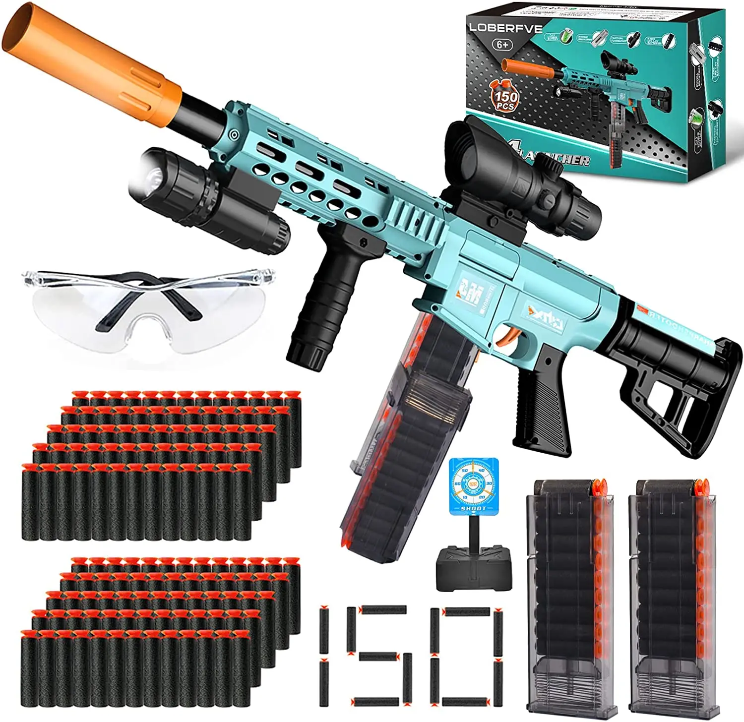 Automatic Toy Guns for Nerf Automatic Machine Gun with Bipod, M416 Electric  Toy Foam Blaster with 150 Darts, Shooting Games Toys