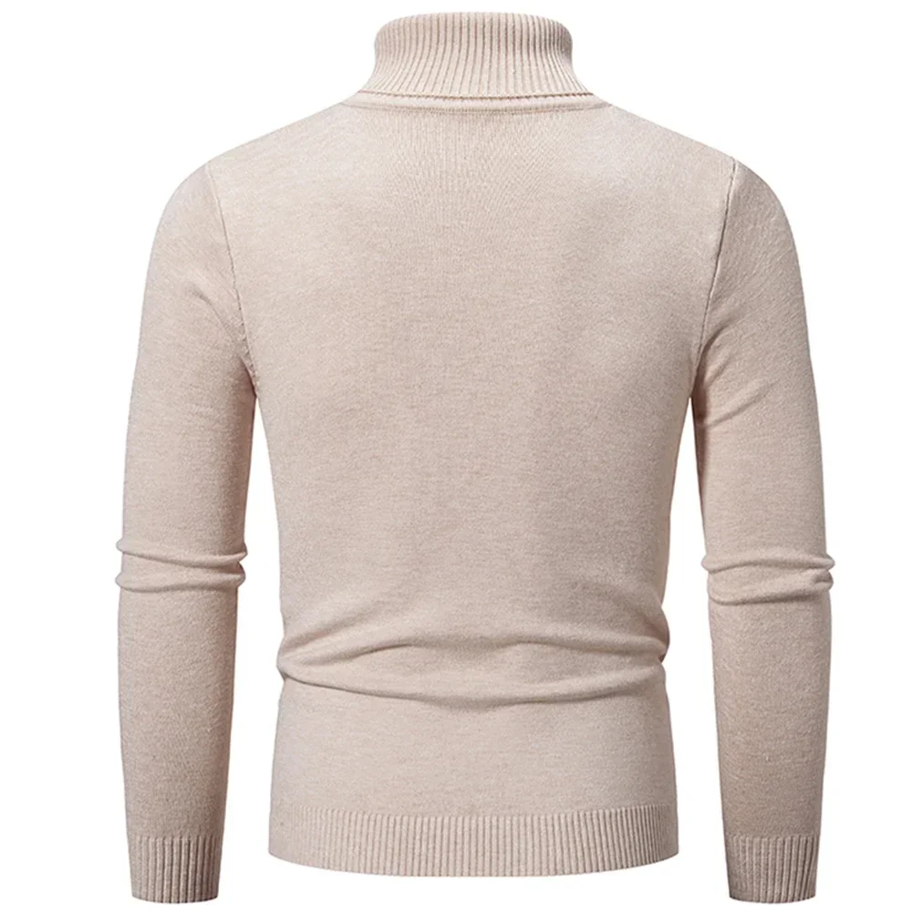 Men's High Neck Sweater  Pullover Knitted Warm Casual Turtleneck Sweatwear  Mens Tops 2