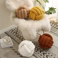 Hand Woven Knotted Ball Pillow Lamb Wool Roll Pillow Sofa Pillow Living Room Round Ball Cushion Headboard Backrest 2