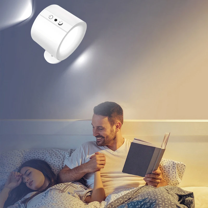 USB Rechargeable Led Wall Lamp Touch Control 360 Rotatable Wireless Portable Night Light For Bedside Bedroom Reading Lamp 5