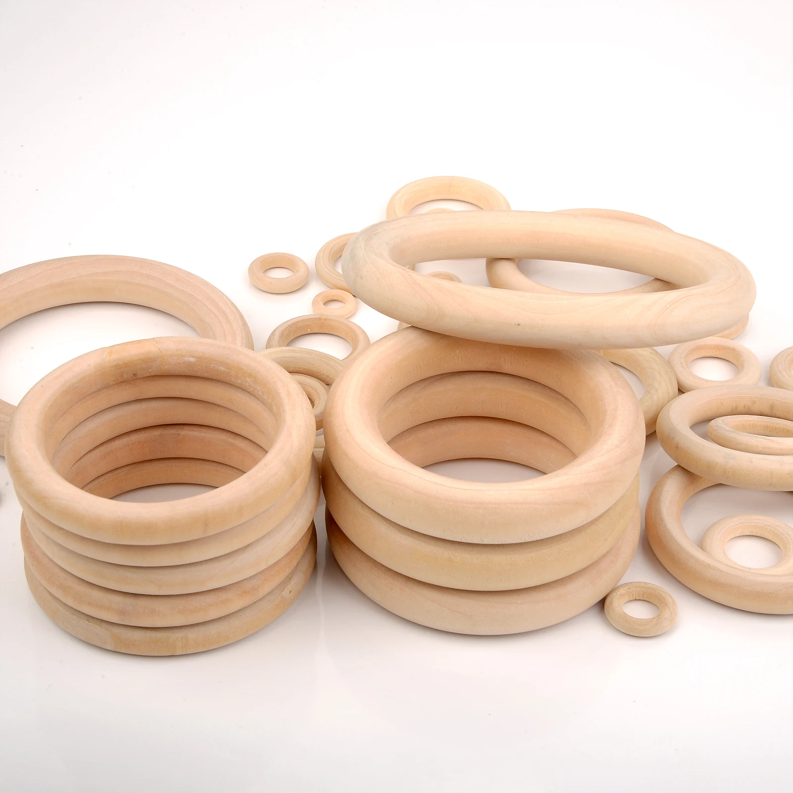 Unfinished Solid Wooden Rings 15-100MM Natural Wood Rings for Macrame DIY Crafts  Wood Hoops Ornaments Connectors Jewelry Making - AliExpress