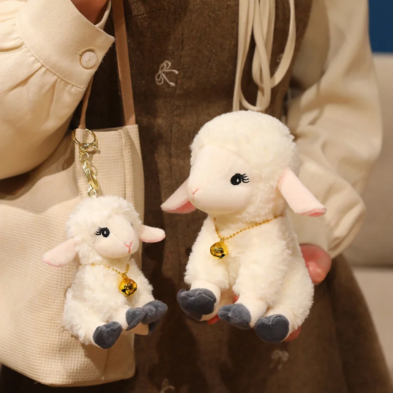 Niedliche Glöckchenkette, Schaf mit langen Ohren, sitzendes Stofftier, braves Wohnaccessoire, schöne Geburtstagsgeschenke_voghion.com