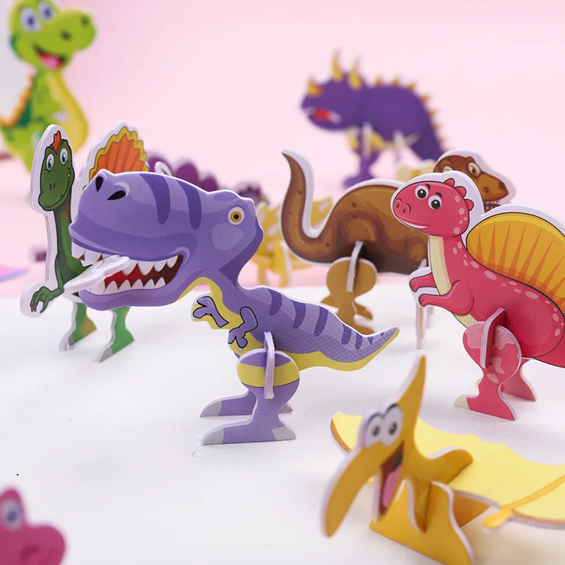 

3D Stereo Qi Dinosaur Flat Paper Puzzles, Birthday Party Favors, Kids Toys, Classroom Rewards, Pinata Fillers, 15Pcs