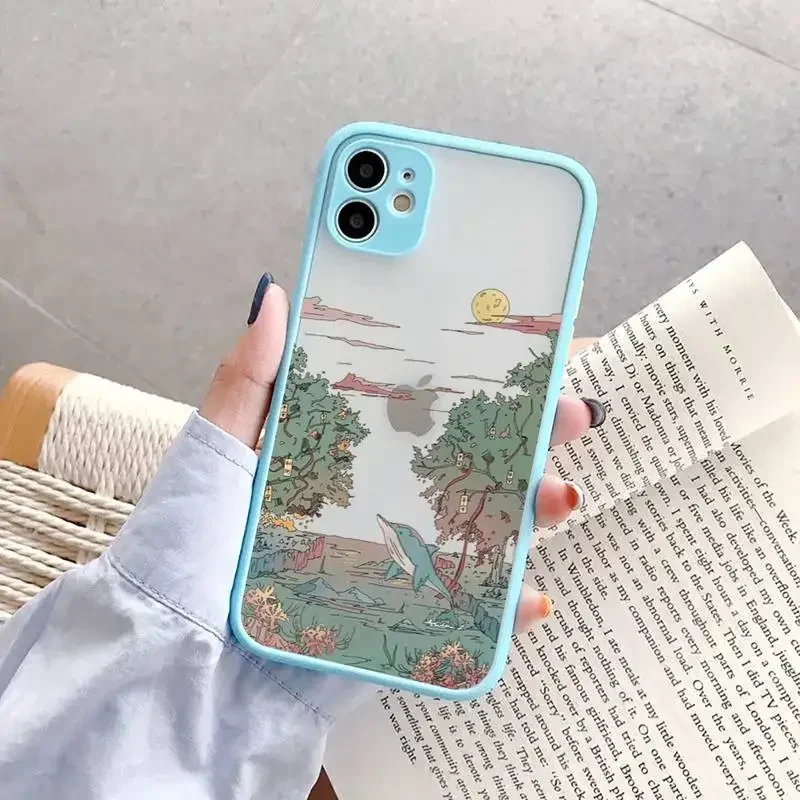 Anime Landscape Oil Painting Anti-Drop Transparent Phone Case Cover