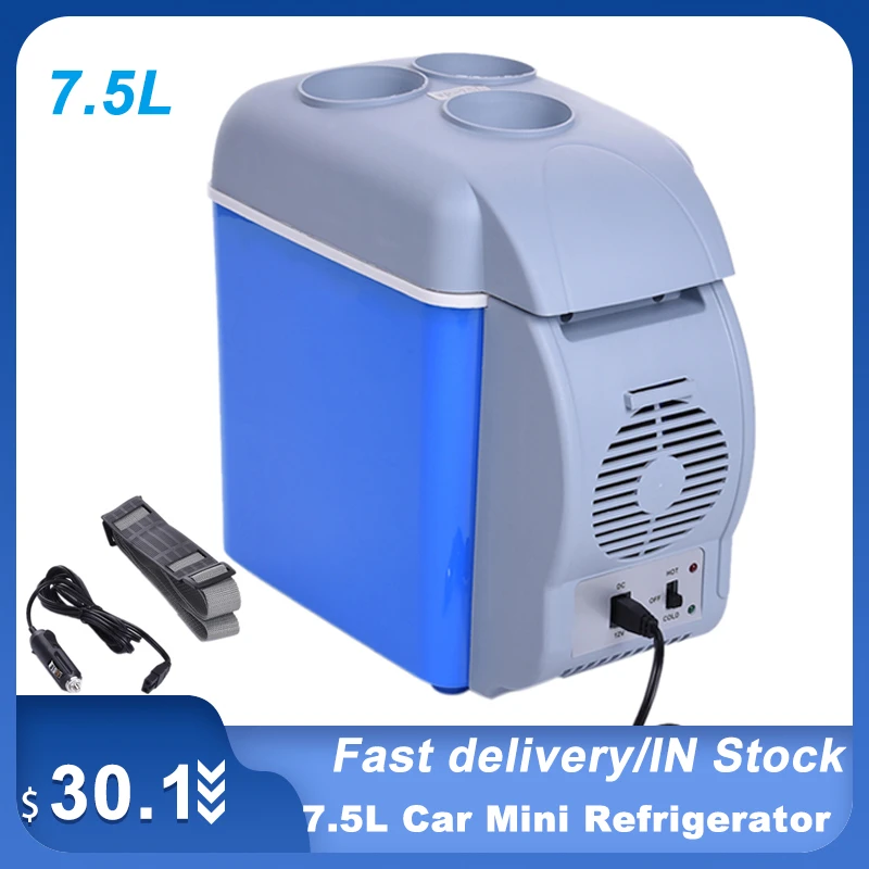 7.5L Portable Mini Auto Fridge ooler Freezer Warmer Car Refrigerator Hot And Cold Double Use 12V