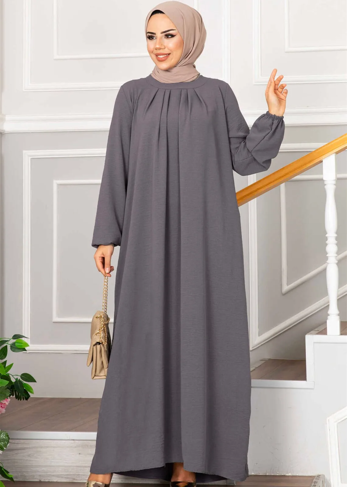 Modest Muslim Fashion Dress Solid Color Pleated Abaya Dubai Turkey African Long Dresses For Women Islamic Clothing Kaftan 2023