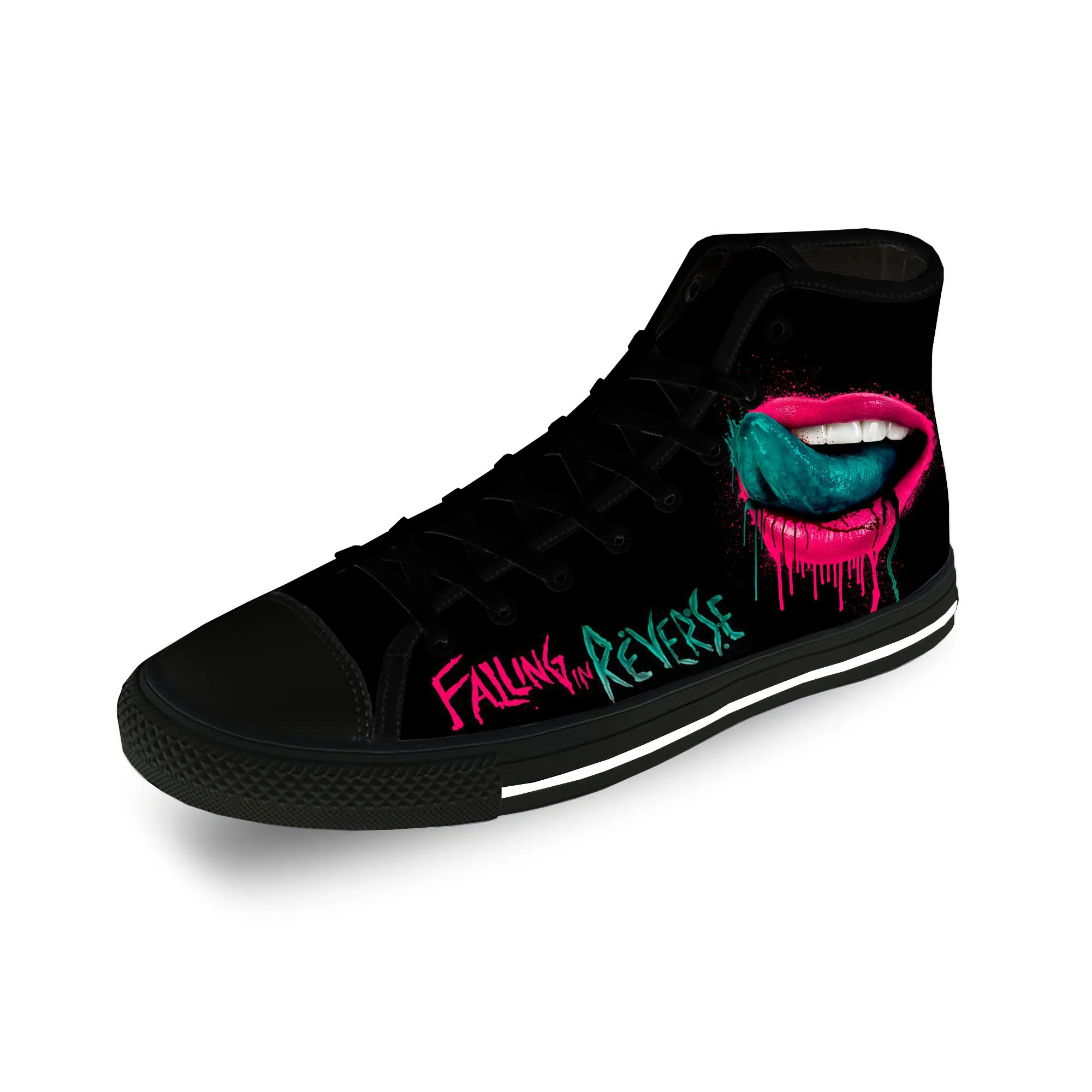 Falling In Reverse High Top Sneakers Mens Womens Teenager Casual Shoes Canvas Running Shoes 3D Print Breathable Lightweight shoe