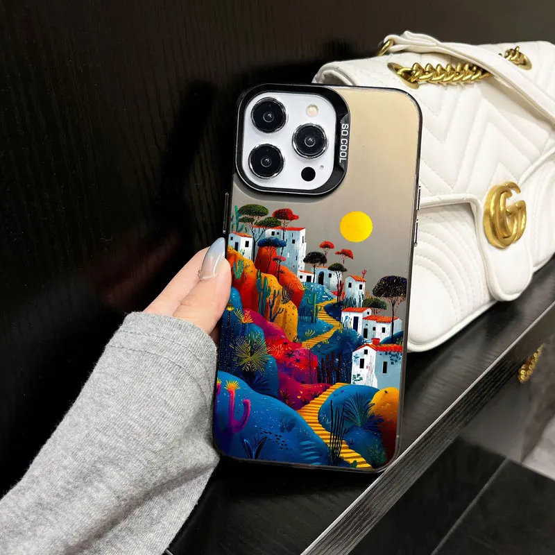 Yellow Sunset Mountain Shockproof Matte Laser Phone Case - Natural Scenery Protective Cover