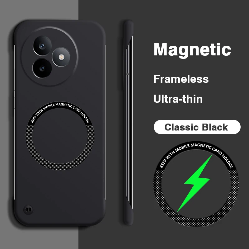 Frameless Magnetic Armor Phone Case - Hard PC, Thin Candy Back Cover, High Quality