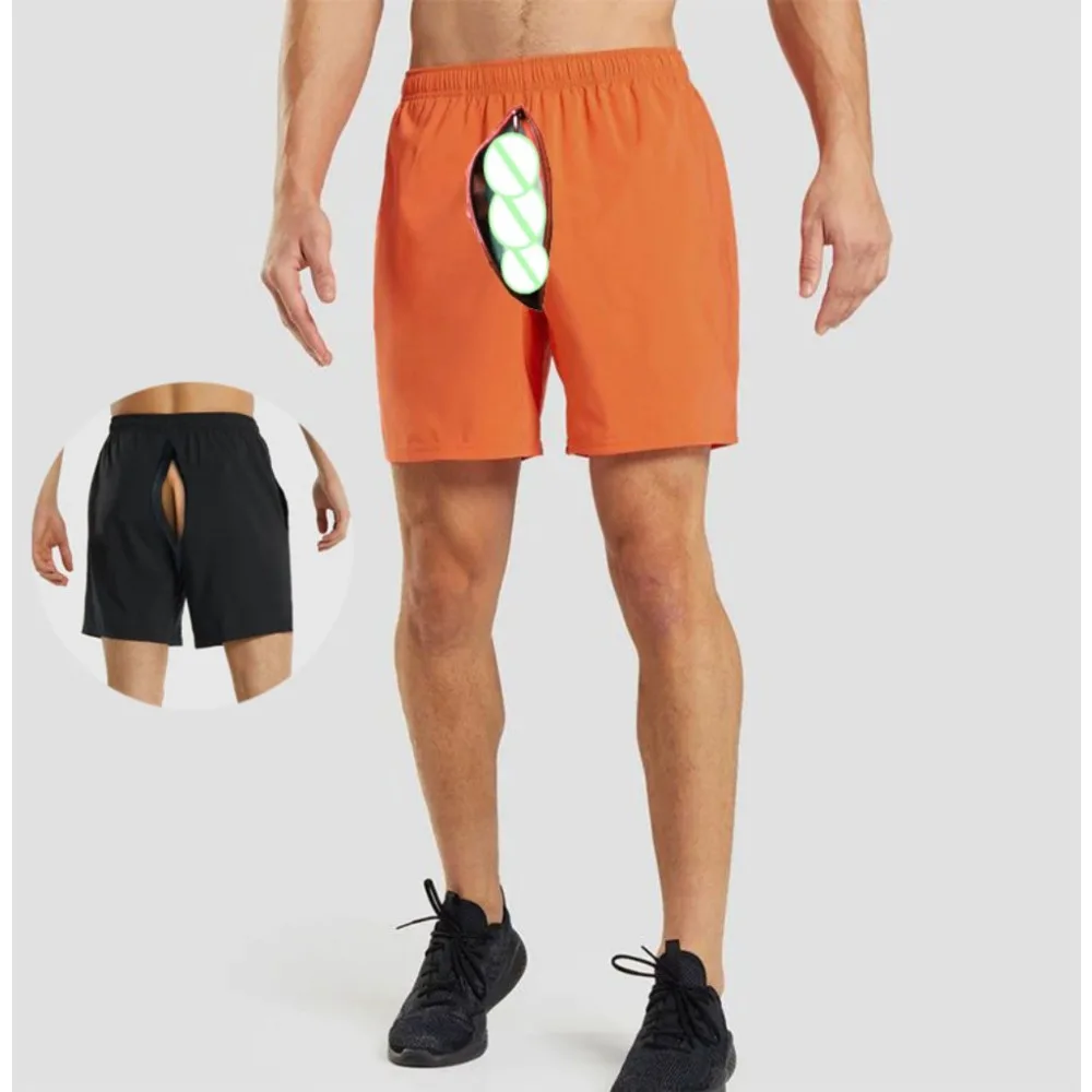 Summer Invisible Open Crotch Outdoor Sex Beach Pants Loose Casual Bord Swimming Men's Clothing Bath Shorts Running Sweatpants