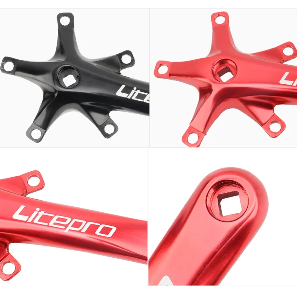 Description Picture 3 of itemLitepro Folding Bicycle Crankset Wide and Narrow Teeth 130BCD Chainring 45/47/53/56/58T Square Hole 170mm 130BCD 5claw Crank