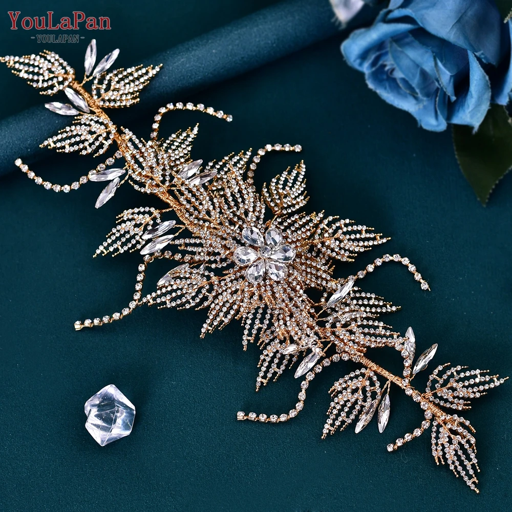 YouLaPan HP380 Alloy Flower Headband Wedding Hair Accessories Rhinestone Bridal Headwear Hair Jewelry Head Piece Wedding Tiara