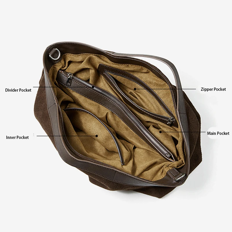 Women's Large Capacity Tote Bag 2026 New Vintage Suede Leather Spacious Crossbody Bag Commuting Versatile Trendy Premium Handbag 5