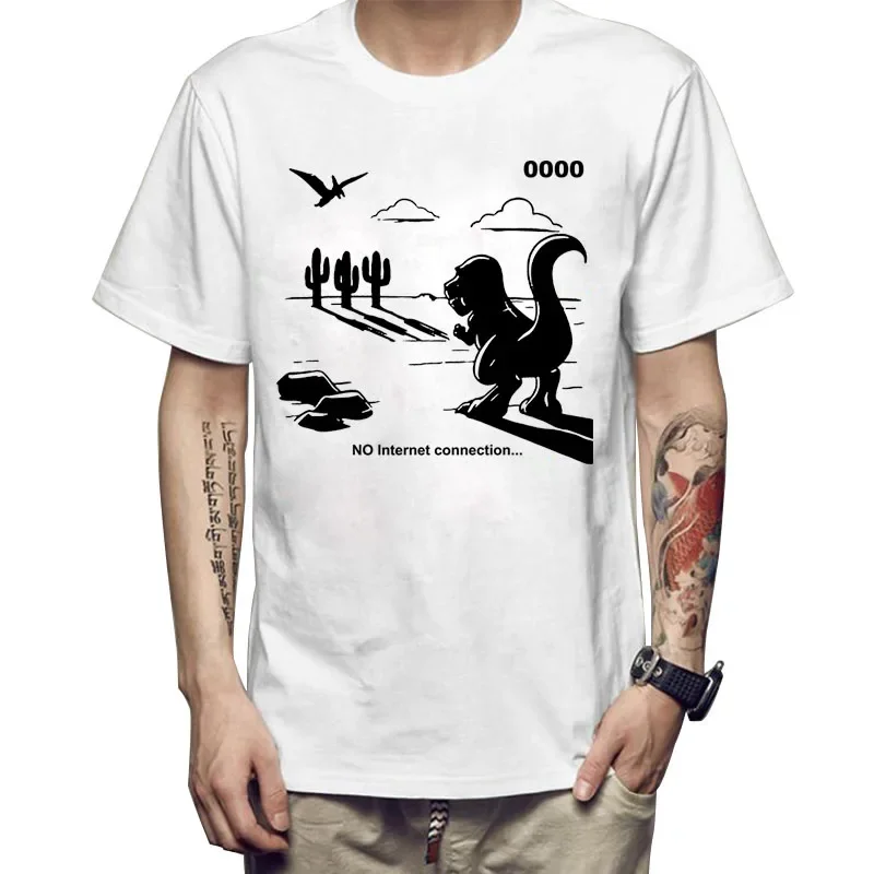 

XINYI casual funny dinosaur print pattern loose fashion street wear summer daily men and women universal crewneck T-shirt