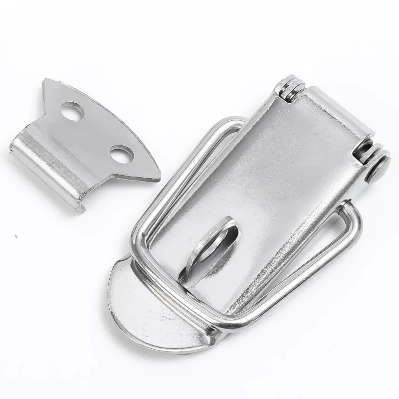 10/1PCS 90 Degree Box Closure Lock Duck-mouth Buckle Hook Spring Loaded Draw Toggle Hasps Clamp for Suitcase Cabinet Door Clasps