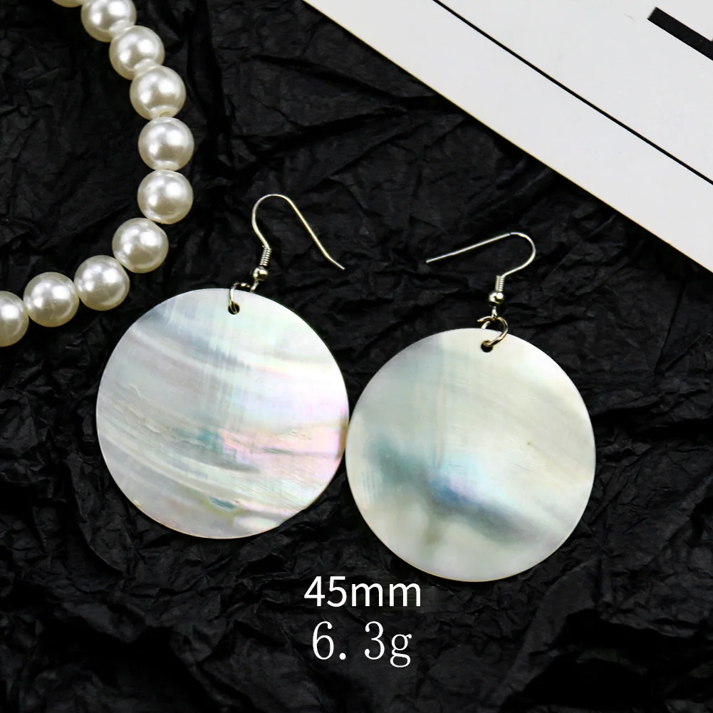 Design Natural Abalone Sea Shell Hollow Round Flower Earrings