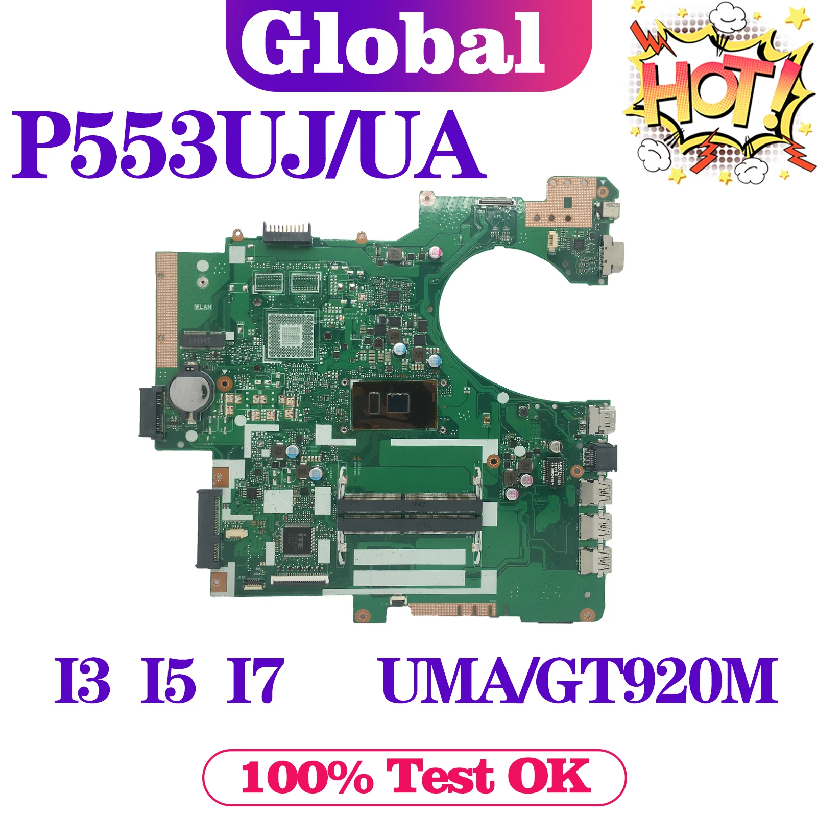 

Mainboard P2540UJ P2540UA P2530UJ P553UJ P553UA P2540U PRO553U PX553U PE553U P553U Laptop Motherboard I3 I5 I7 UMA OR GT920M